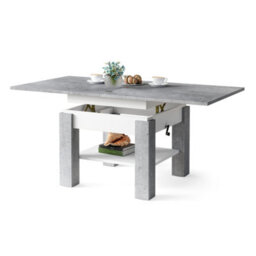 Heze Furniture Clara 2 In 1 Extending Coffee / Dining Table 75-150Cm - Concrete / White - thumbnail 9