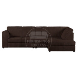 Furnishings For Less UK Luxor Chocolate Jumbo Cord Large 5 Seater Corner Sofa Long Right Hand Facing - Full Back - thumbnail 1