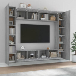 Berkfield 8 Piece Tv Cabinet Set Grey Sonoma Engineered Wood - thumbnail 3