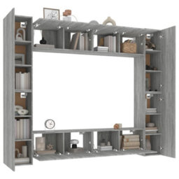 Berkfield 8 Piece Tv Cabinet Set Grey Sonoma Engineered Wood - thumbnail 4