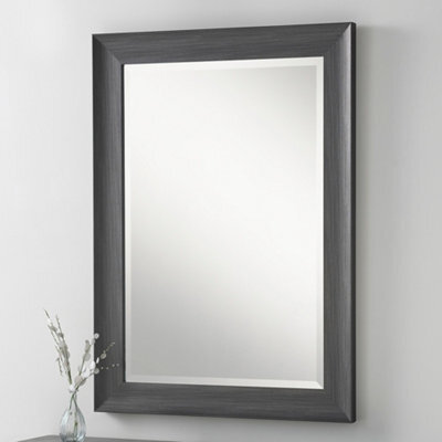 Yearn Charcoal Grey Scooped Framed Mirror 130X107Cm - image 1