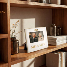 Happy Homewares Shiny Gold Mr & Mrs Square Frame With Diamante Rings - thumbnail 5
