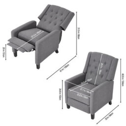 Living And Home Single Upholstered Sofa Pushback Recliner Chair Armchair - thumbnail 6