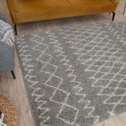 The Rugs Moroccan Shaggy Rugs And Runners Soft Fluffy Tribal Design High Pile Grey And Ivory Living Room Kitchen Hallway 910 - thumbnail 7