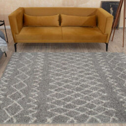 The Rugs Moroccan Shaggy Rugs And Runners Soft Fluffy Tribal Design High Pile Grey And Ivory Living Room Kitchen Hallway 910 - thumbnail 8