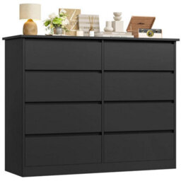 Black Chest Of Drawers Bedroom Dresser With 8 Drawers Storage Cabinet 120X39.5X96Cm - thumbnail 1