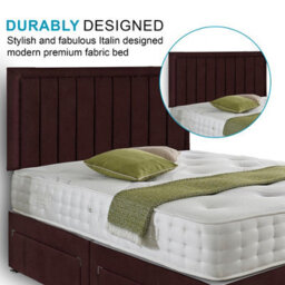 Dining Tables Cairo Matching Headboard Divan Set, 2 Drawer On Same Side With Sprung 1500 Comfort Mattress - Plush Velvet Mulburry - Double - thumbnail 3