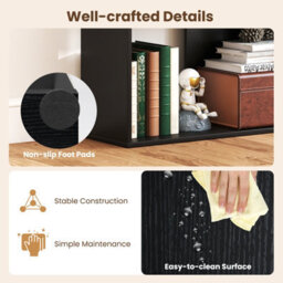 Costway 4-Tier Stepped Bookshelf Modern Ladder Bookcase W/ 6 Storage Cubes-Black - thumbnail 4