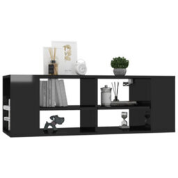 Walplus Wall-Mounted Tv Cabinet High Gloss Black 102X35X35 Cm Engineered Wood - thumbnail 3