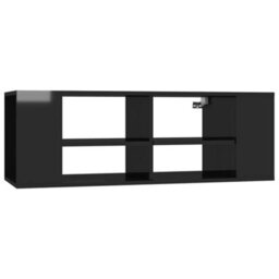 Walplus Wall-Mounted Tv Cabinet High Gloss Black 102X35X35 Cm Engineered Wood - thumbnail 2