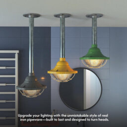 Ceiling Pendant Light Modern Industrial Galvanized Conduit Pipe Metal Vapor Tight Style Cage E27 Conduit Lighting - thumbnail 5