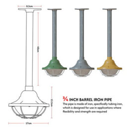 Ceiling Pendant Light Modern Industrial Galvanized Conduit Pipe Metal Vapor Tight Style Cage E27 Conduit Lighting - thumbnail 3