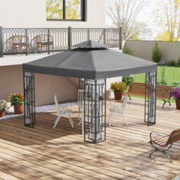 Outsunny 3 X 3(M) Patio Gazebo Canopy Garden Pavilion With 2 Tier Roof, Grey - thumbnail 1
