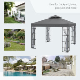 Outsunny 3 X 3(M) Patio Gazebo Canopy Garden Pavilion With 2 Tier Roof, Grey - thumbnail 7