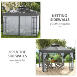 Outsunny 3 X 3(M) Patio Gazebo Canopy Garden Pavilion With 2 Tier Roof, Grey - thumbnail 6