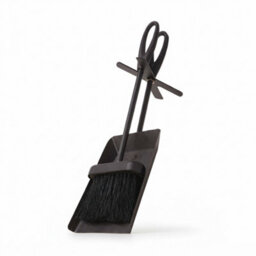 Pluto Packaging Hearth Tidy Brush & Shovel Set Black Steel Fireplace Ash Cleaning Tools - thumbnail 2