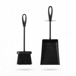 Pluto Packaging Hearth Tidy Brush & Shovel Set Black Steel Fireplace Ash Cleaning Tools - thumbnail 3