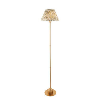 Luminosa Lighting Luminosa Burley Rechargeable Brushed Aged Brass Plate Floor Lamp With Leaf Shade 30Cm Integrated Led - image 1