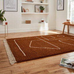 Rust Abstract Kilim Modern Shaggy Moroccan Easy To Clean Rug For Dining Room-120Cm X 170Cm - thumbnail 2