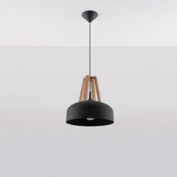 Sollux Lighting Casco Black Steel & Wood 1 Light Classic Pendant Ceiling Light