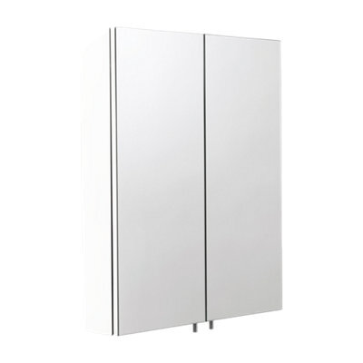Croydex Dawley White Double Bathroom Wall Cabinet With 2 Mirror Doors (H)690mm (W)600mm - image 1