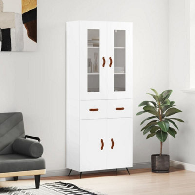 Berkfield Highboard White 69.5X34X180 Cm Engineered Wood - image 1