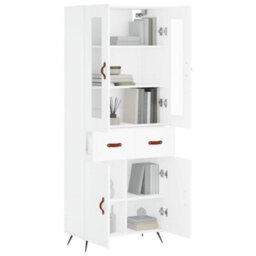Berkfield Highboard White 69.5X34X180 Cm Engineered Wood - thumbnail 3