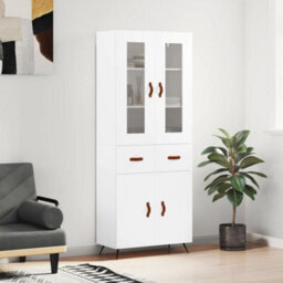 Berkfield Highboard White 69.5X34X180 Cm Engineered Wood - thumbnail 1