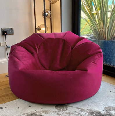 Beautiful Beanbags Adult Luxury Classic Beanbag Plush Velvet Bean Bags Ready Filled - Magenta - image 1