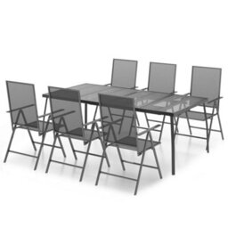 Berkfield 7 Piece Garden Dining Set Anthracite Steel - thumbnail 2
