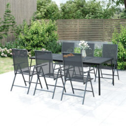 Berkfield 7 Piece Garden Dining Set Anthracite Steel