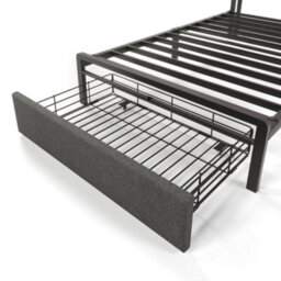 Btm Grey Linen Single Bed With Led Usb Type C Charging Storage Headboard Drawers Metal Frame 90X190Cm No Mattress - thumbnail 8