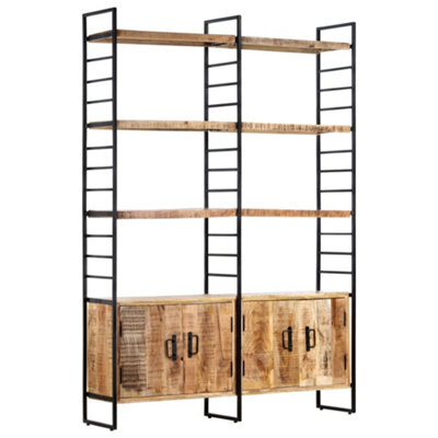 Berkfield 4-Tier Bookcase 124X30X180 Cm Rough Mango Wood - image 1