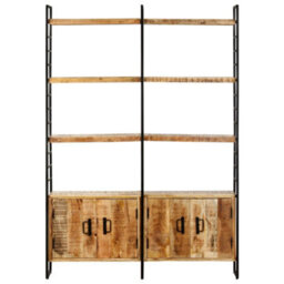 Berkfield 4-Tier Bookcase 124X30X180 Cm Rough Mango Wood - thumbnail 2
