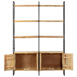 Berkfield 4-Tier Bookcase 124X30X180 Cm Rough Mango Wood - thumbnail 3
