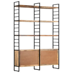 Berkfield 4-Tier Bookcase 124X30X180 Cm Rough Mango Wood - thumbnail 4