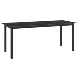 Berkfield Garden Table Black 190X90X74 Cm Aluminium And Glass - thumbnail 1