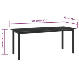 Berkfield Garden Table Black 190X90X74 Cm Aluminium And Glass - thumbnail 5
