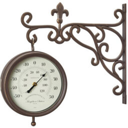 Marylebone Station Wall Mounted Quartz Clock & Thermometer - Battery Powered Weatherproof Double-Sided Home Garden Decoration - thumbnail 5