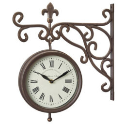 Marylebone Station Wall Mounted Quartz Clock & Thermometer - Battery Powered Weatherproof Double-Sided Home Garden Decoration - thumbnail 4