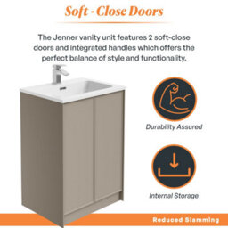 Plum&clay Jenner Light Grey Freestanding Vanity Unit & Basin Set (W)600mm (H)855mm - thumbnail 3