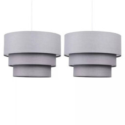 Pair Of Dark Grey Easy Fit Ceiling Light Shades 3 Tier Ceiling Pendant Shades - thumbnail 1