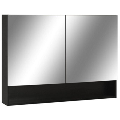Berkfield Stylish Led Bathroom Mirror Cabinet Black 80X15X60 Cm Mdf - image 1