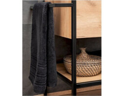 Impact Furniture Freestanding Bathroom Vanity Sink Unit 600mm Drawer Cabinet Black Steel Frame Countertop Oak Finish Loft Industrial Brook - thumbnail 4