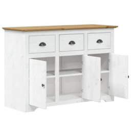 Berkfield Sideboard Bodo White And Brown 115X43X79.5 Cm Solid Wood Pine - thumbnail 4