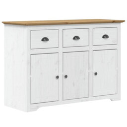Berkfield Sideboard Bodo White And Brown 115X43X79.5 Cm Solid Wood Pine - thumbnail 2