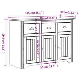 Berkfield Sideboard Bodo White And Brown 115X43X79.5 Cm Solid Wood Pine - thumbnail 8