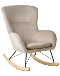Beliani Glam Rocking Chair In Beige With Rubberwood Rockers, W71 X D90 X H97Cm - thumbnail 3