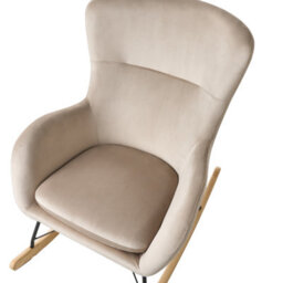 Beliani Glam Rocking Chair In Beige With Rubberwood Rockers, W71 X D90 X H97Cm - thumbnail 6