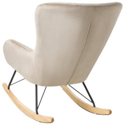 Beliani Glam Rocking Chair In Beige With Rubberwood Rockers, W71 X D90 X H97Cm - thumbnail 5
